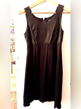 Black Leather & 100% Silk Dress JUDE Montreal Small